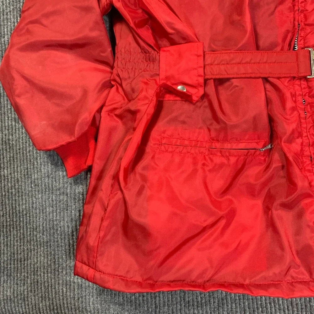 VTG Great‎ Lakes Jacket Mens XL Red Belted Gernal Motors Mens Club Parka Nylon - Picture 8 of 16